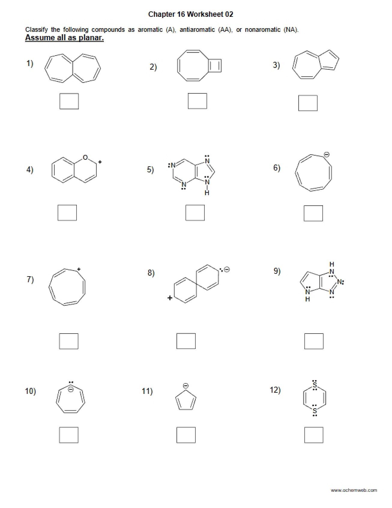 Second Worksheet for Chapter Sixteen
