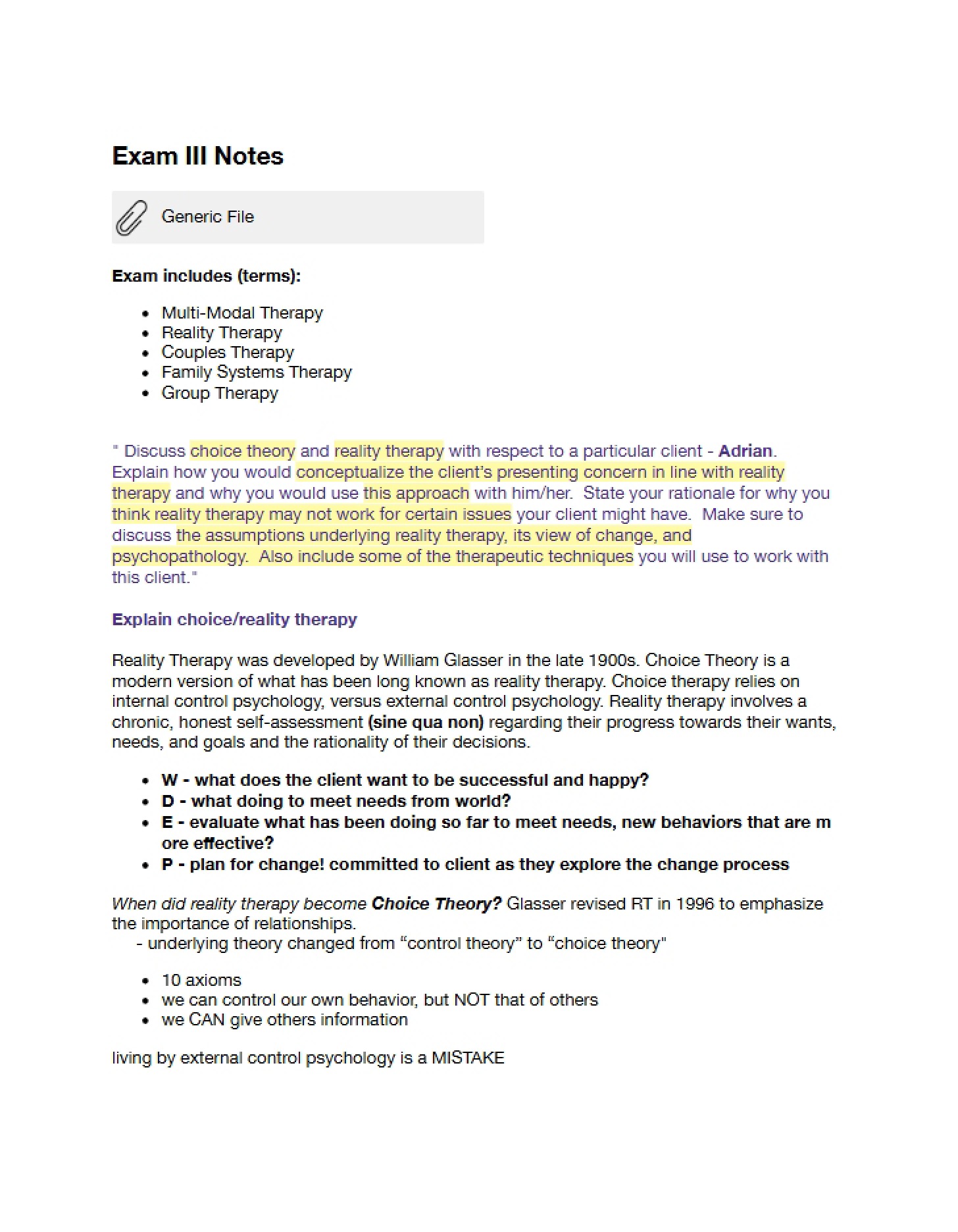 Notes for Exam III