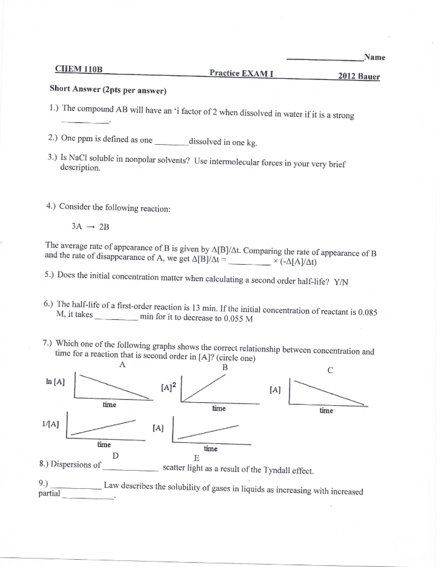 First Examination - 5 Pages