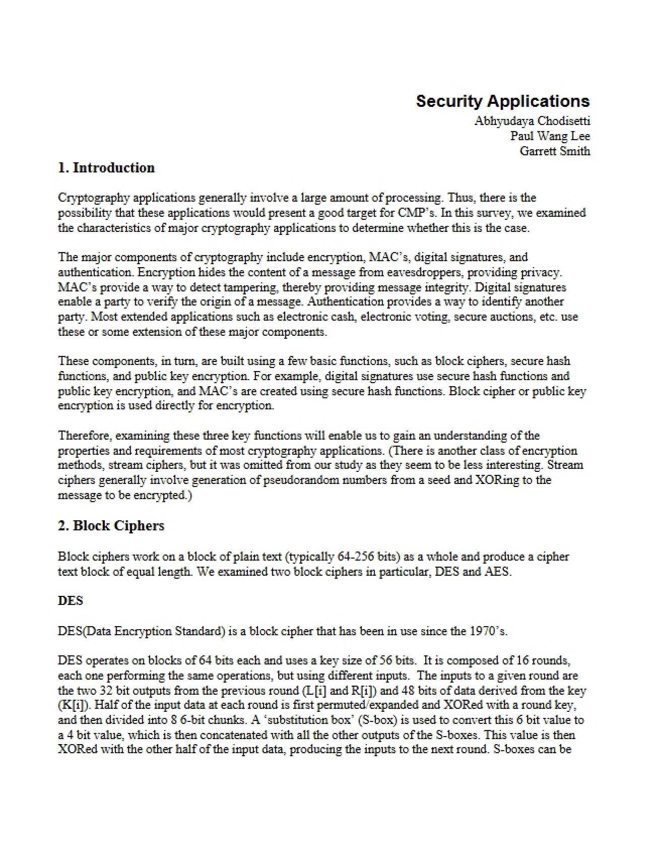Introduction to Security Applications