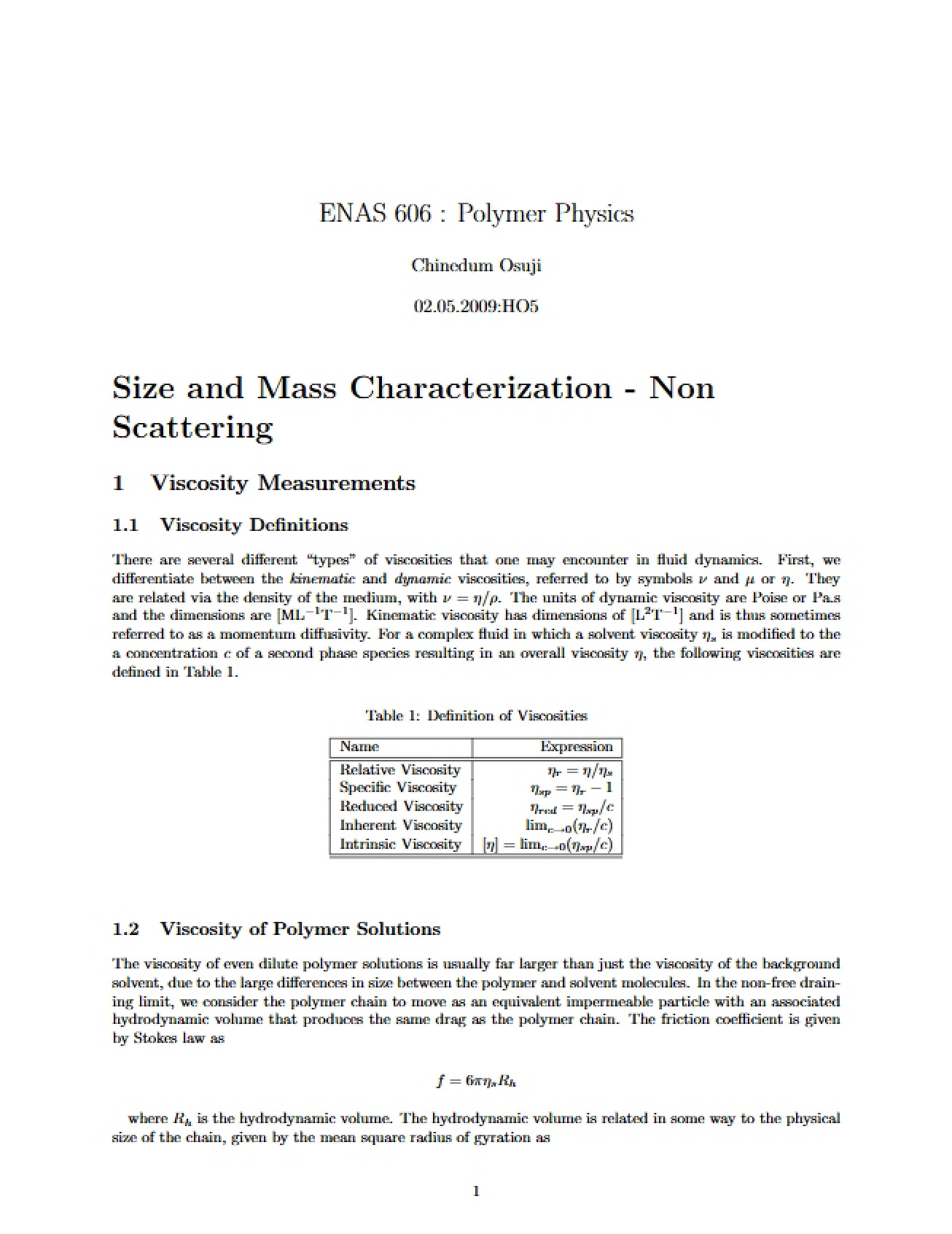 Characterization of Size and Mass (Non-Scattering)