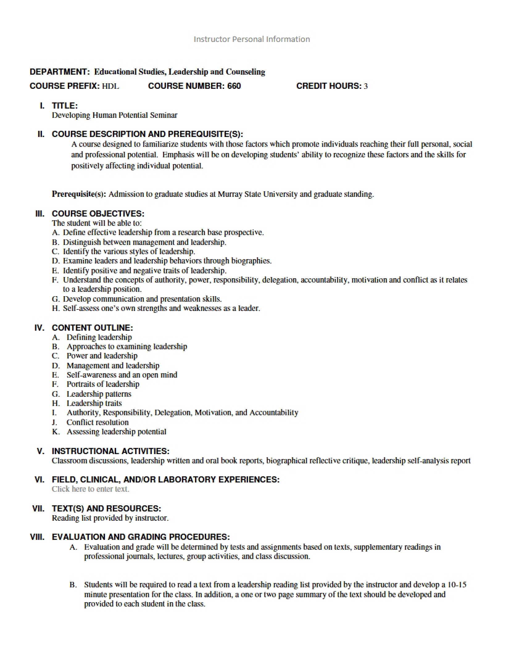 Syllabus - 2 Pages