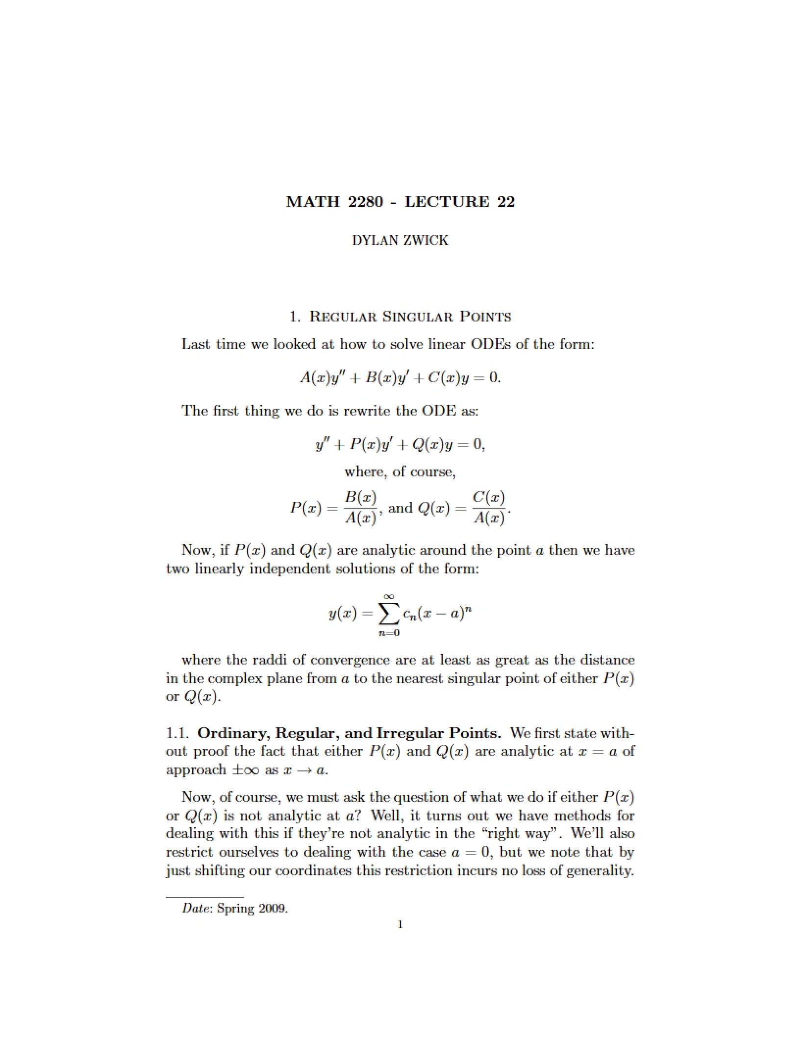 Lecture Twenty-Two