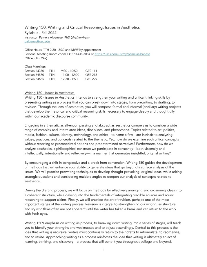 Thematic Approaches Syllabus - 20223