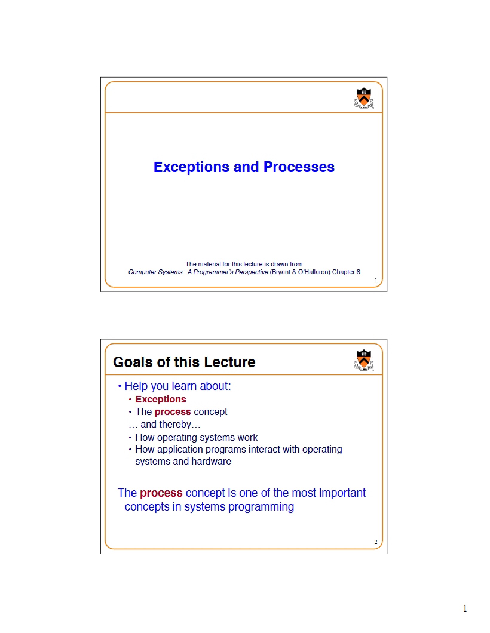 Processes and Exceptions