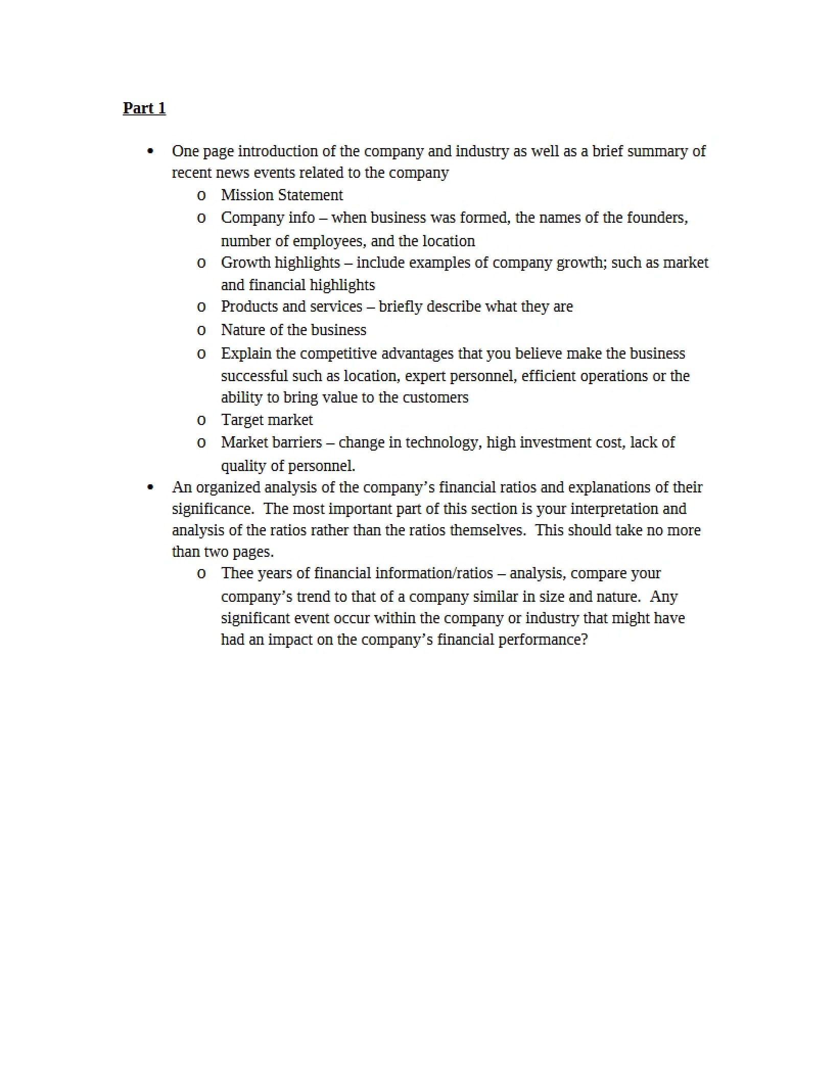 Section One Materials