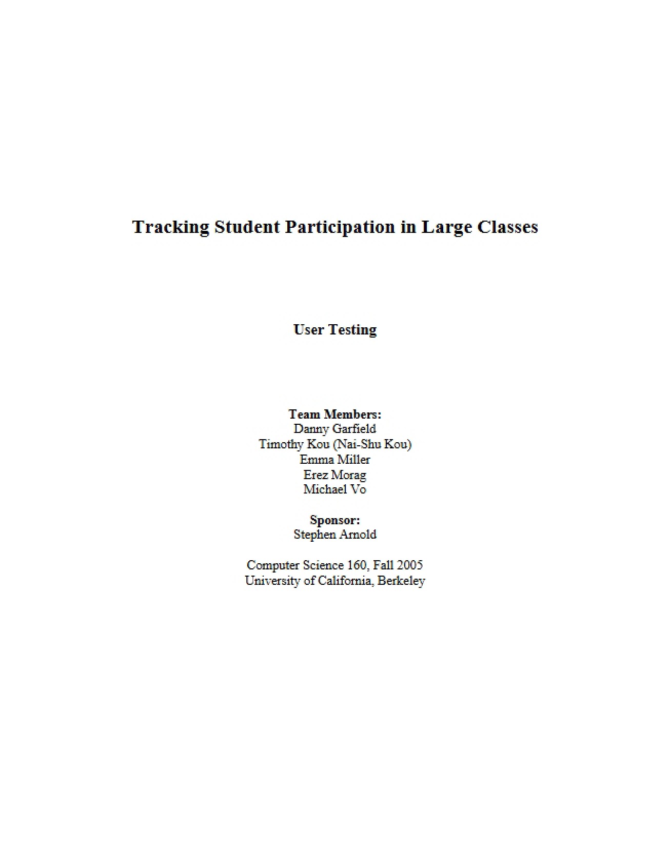 Student Participation Tracking in Large Classes
