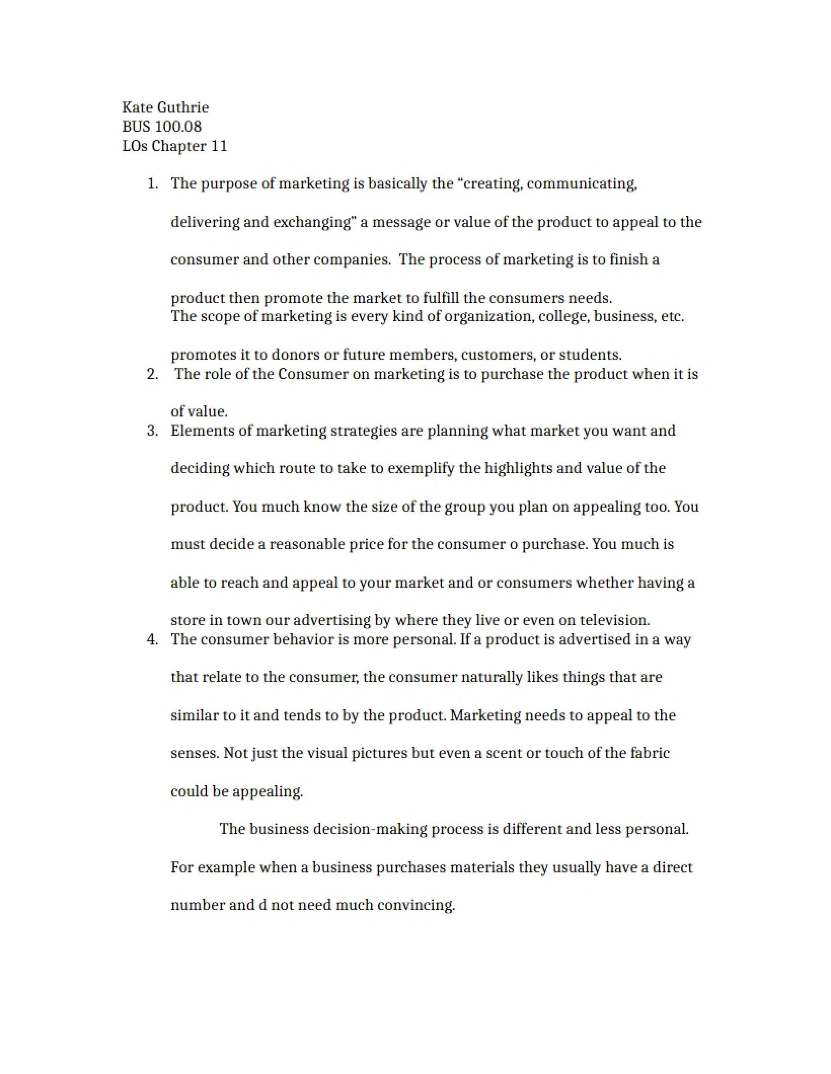 Learning Objectives Chapter 11