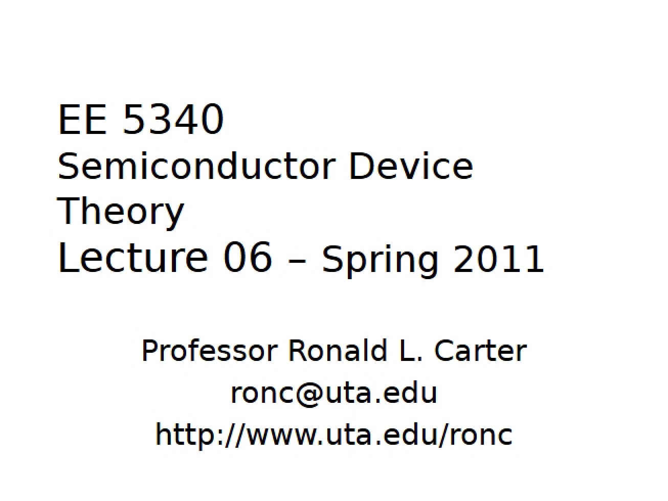 Notes for Semiconductor Course