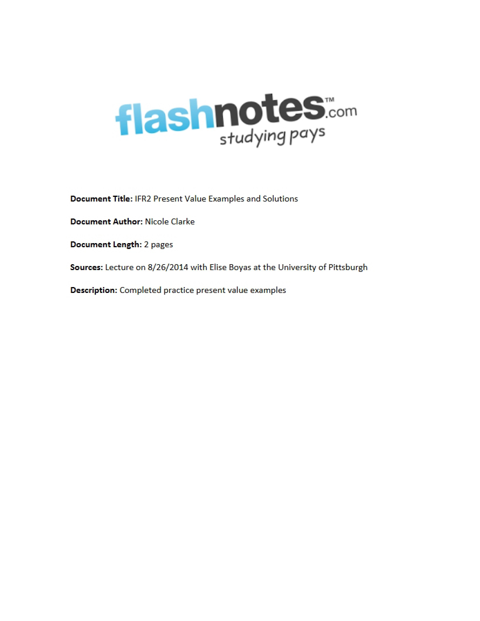 Solutions and Examples for Present Value