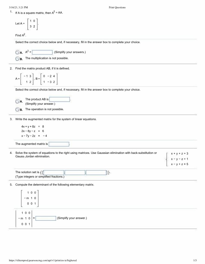 ECON 2210 - Matrix Algebra Continued