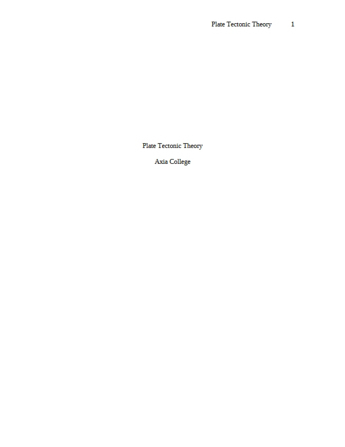 Theory of Plate Tectonics