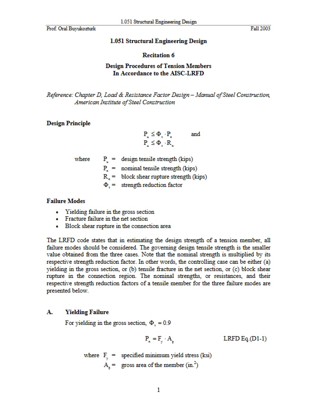 Structural Design Lecture Notes
