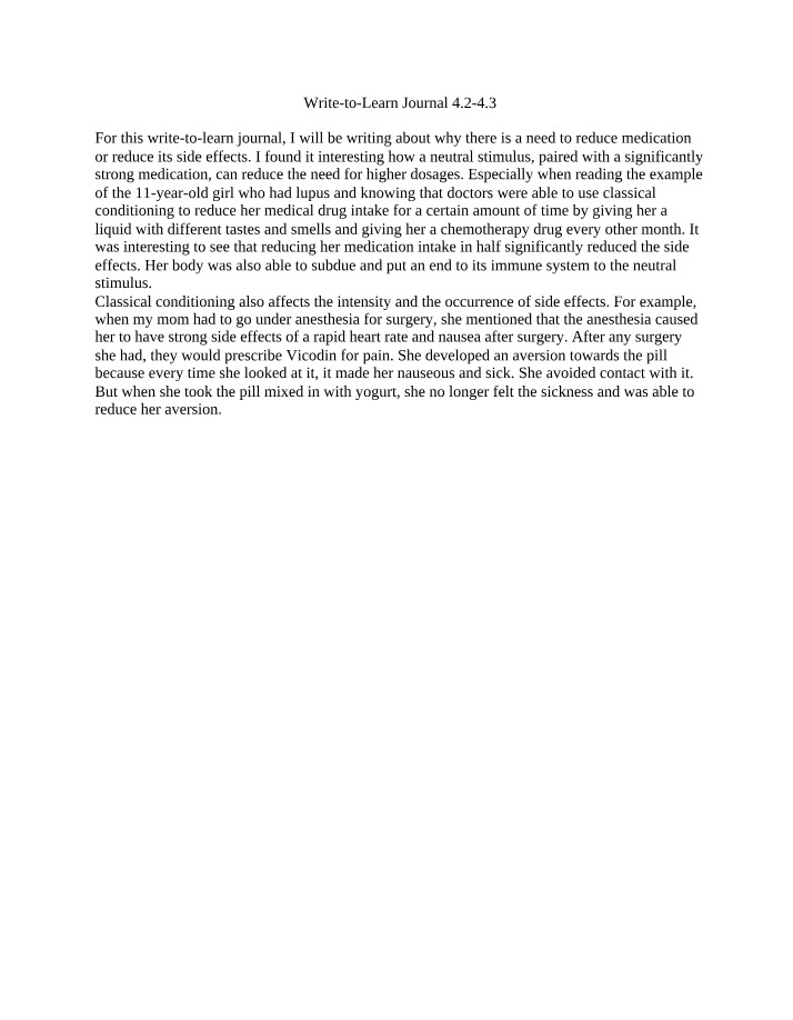 Write-to-Learn Journal - Entries 4.2-4.3