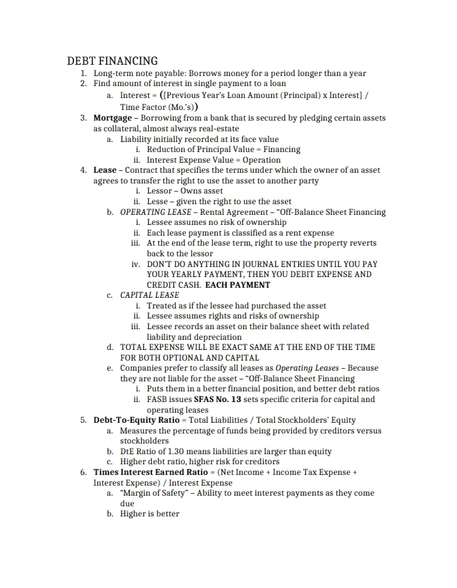 Financing through Debt