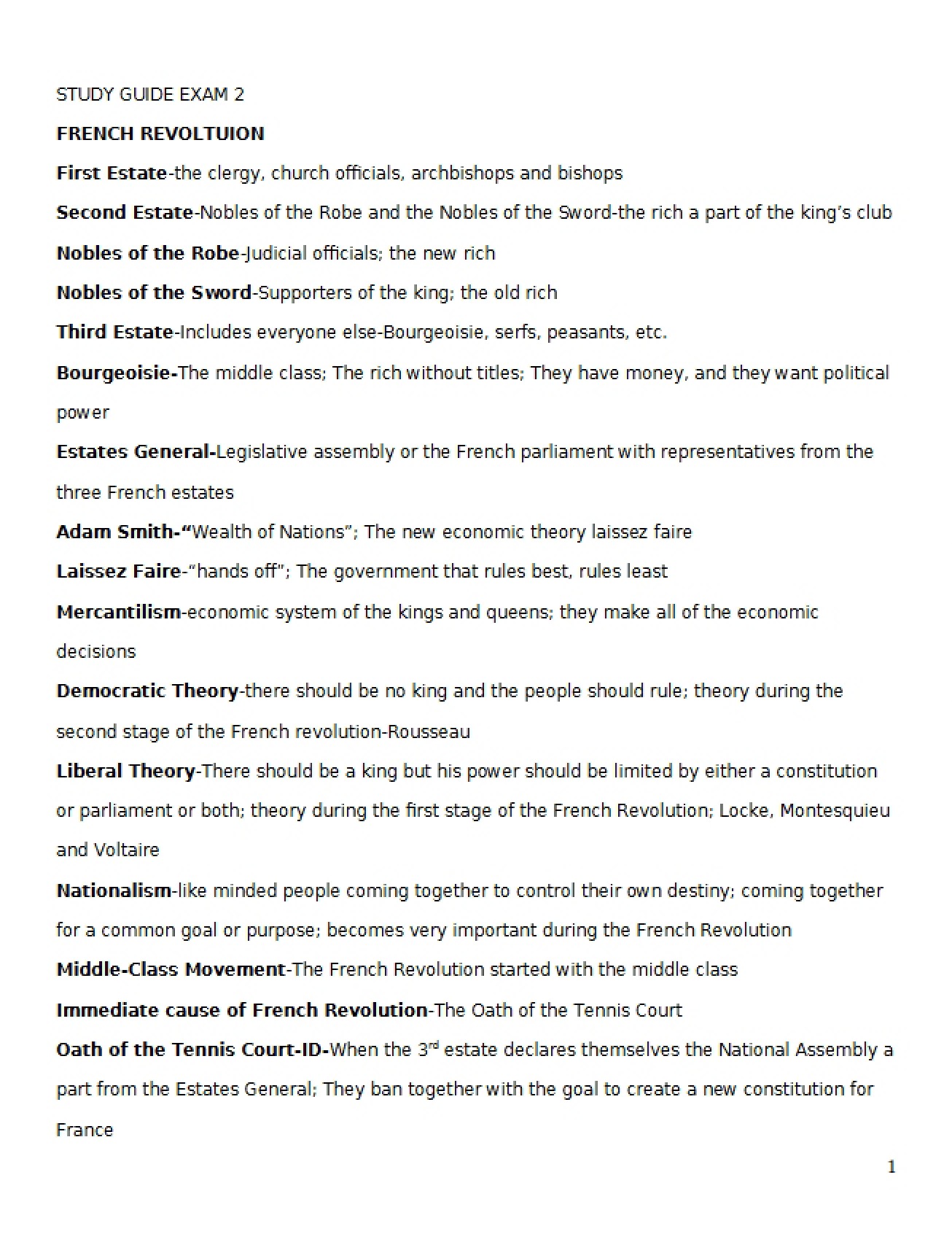 Exam Two Review Sheet