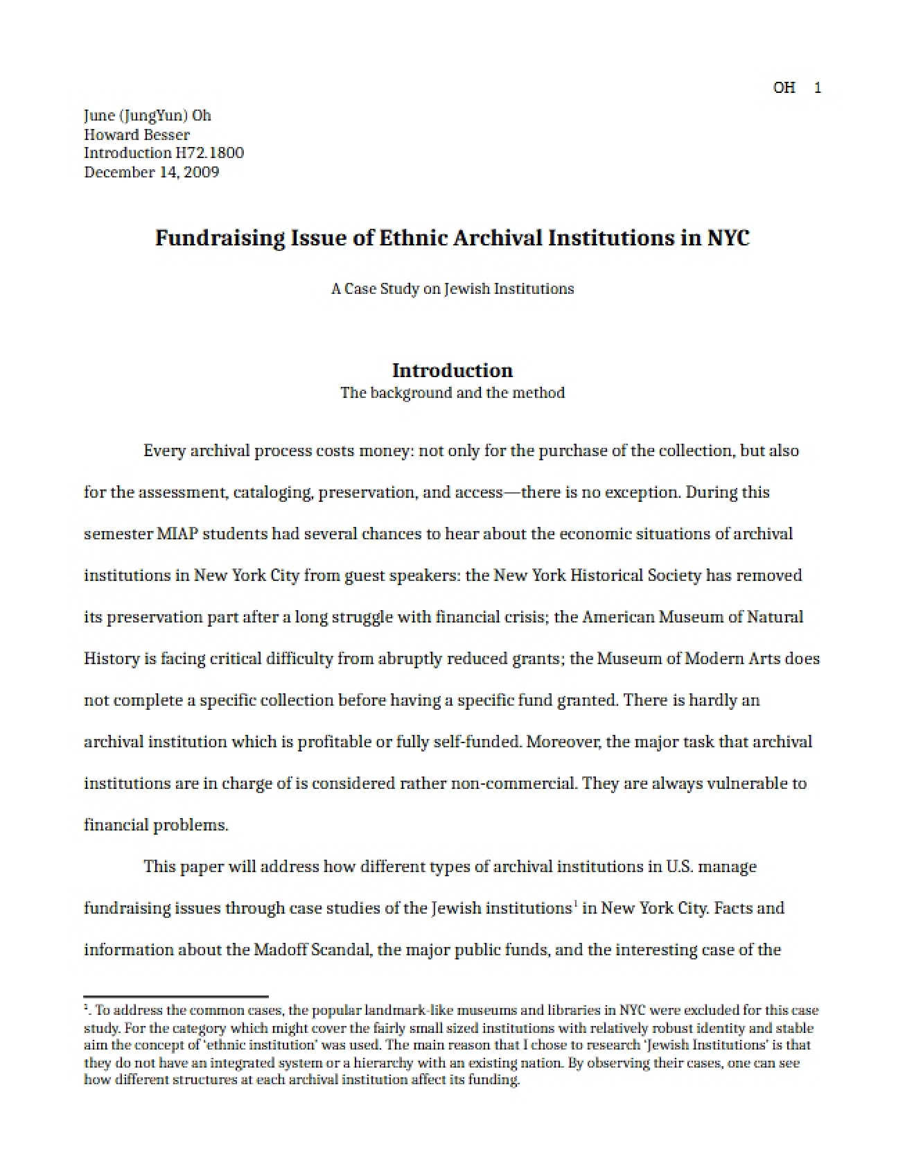 Ethnic Archival Institutions Fundraising in NYC