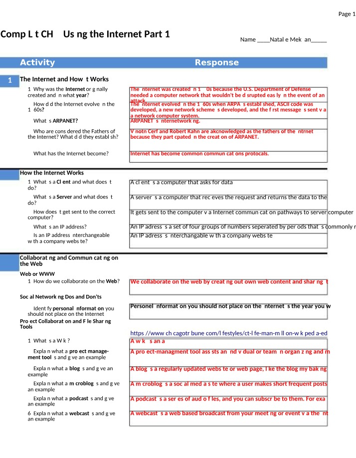 Using the Internet - Comp Lit CH 3 Part 1