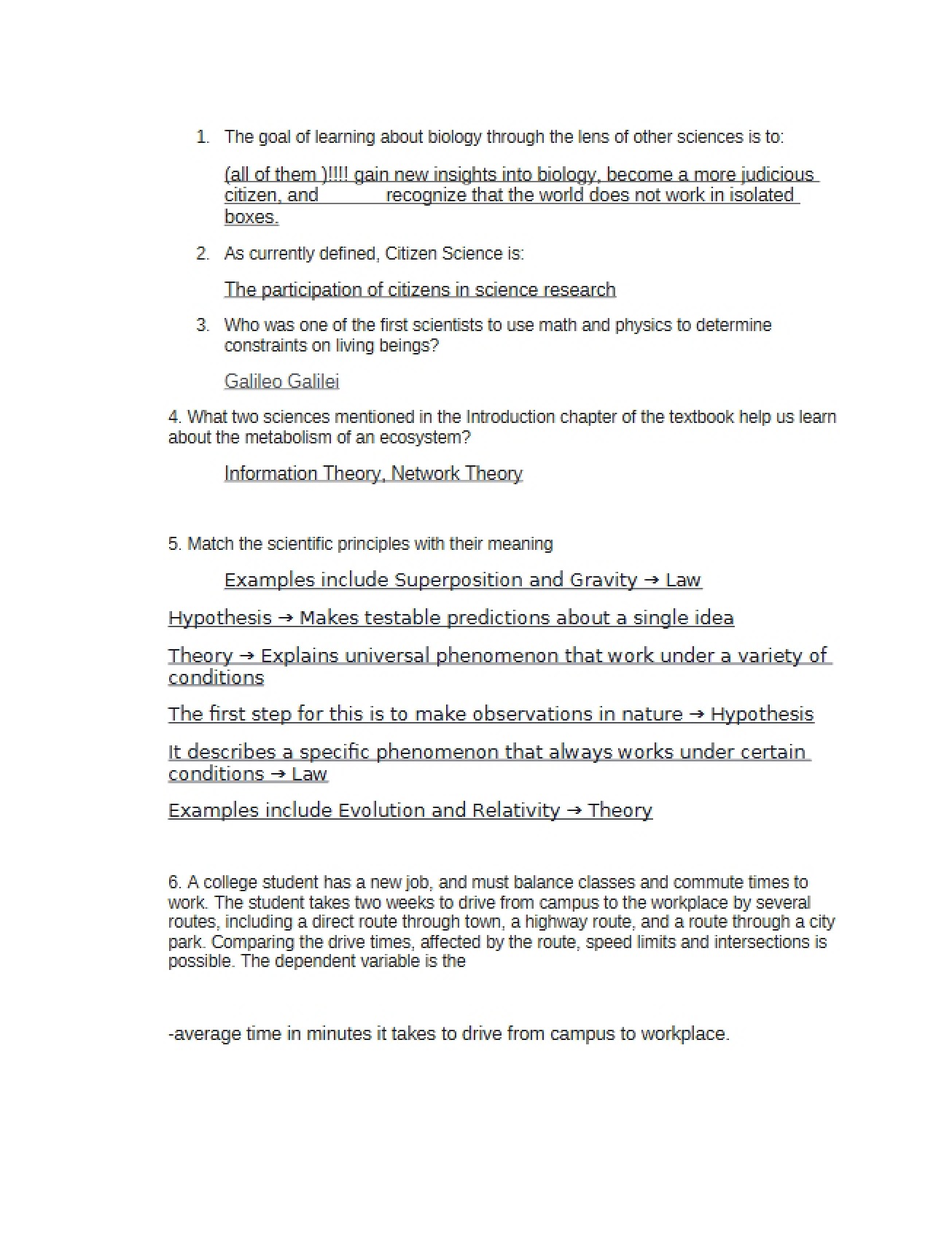 Modern World Biology Quiz 1