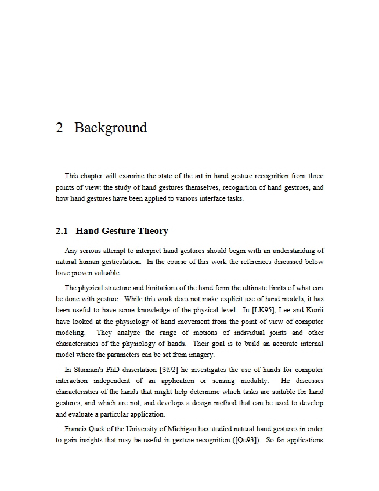 Theory of Hand Gestures