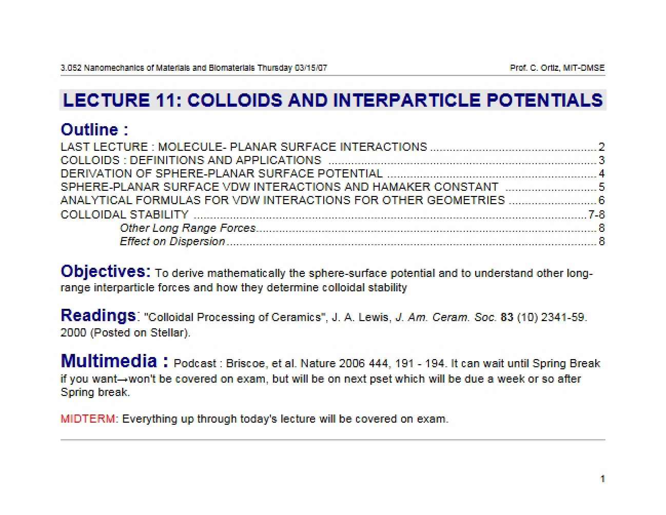 Potentials between Particles and Colloids