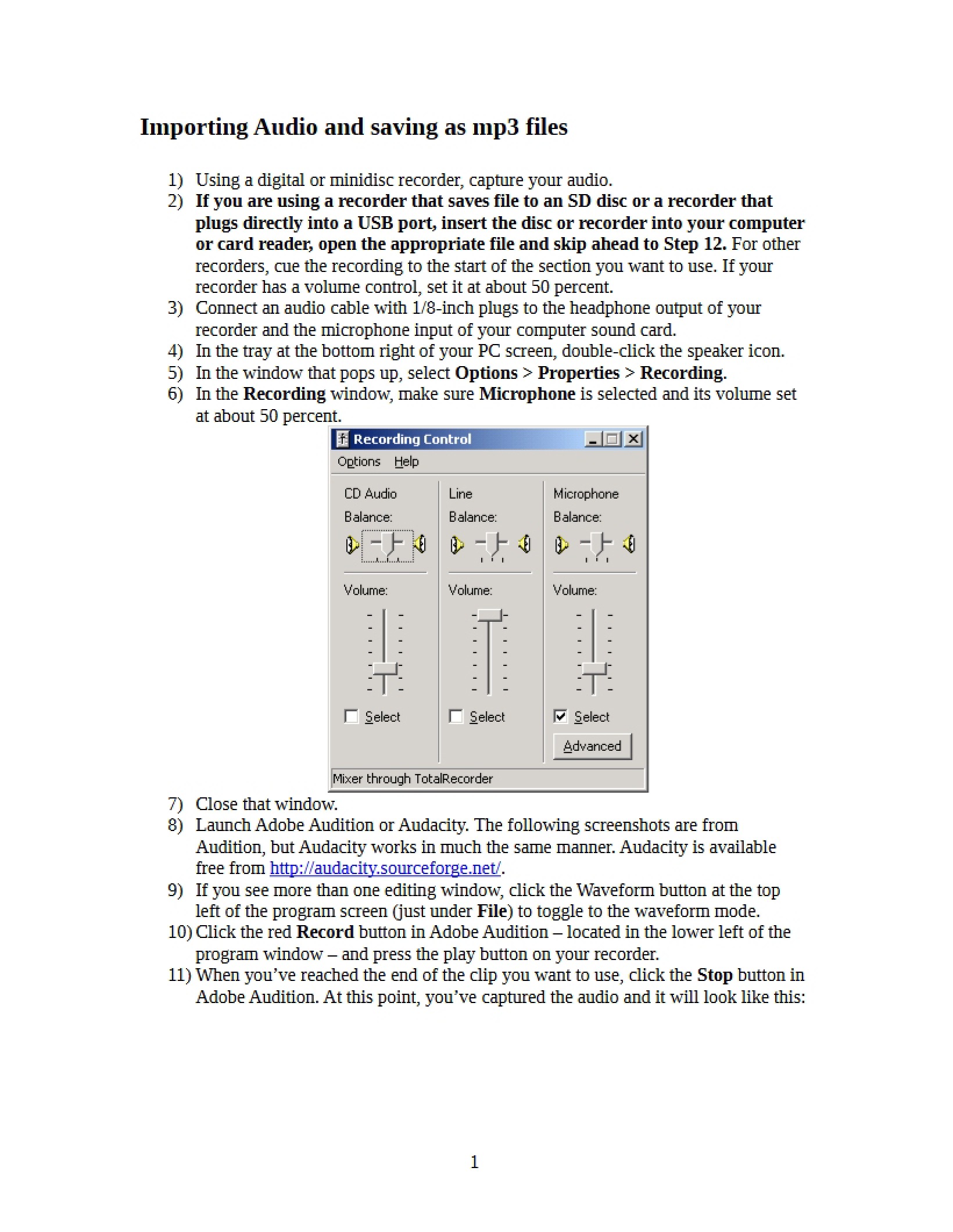 MP3 File Saving and Audio Import