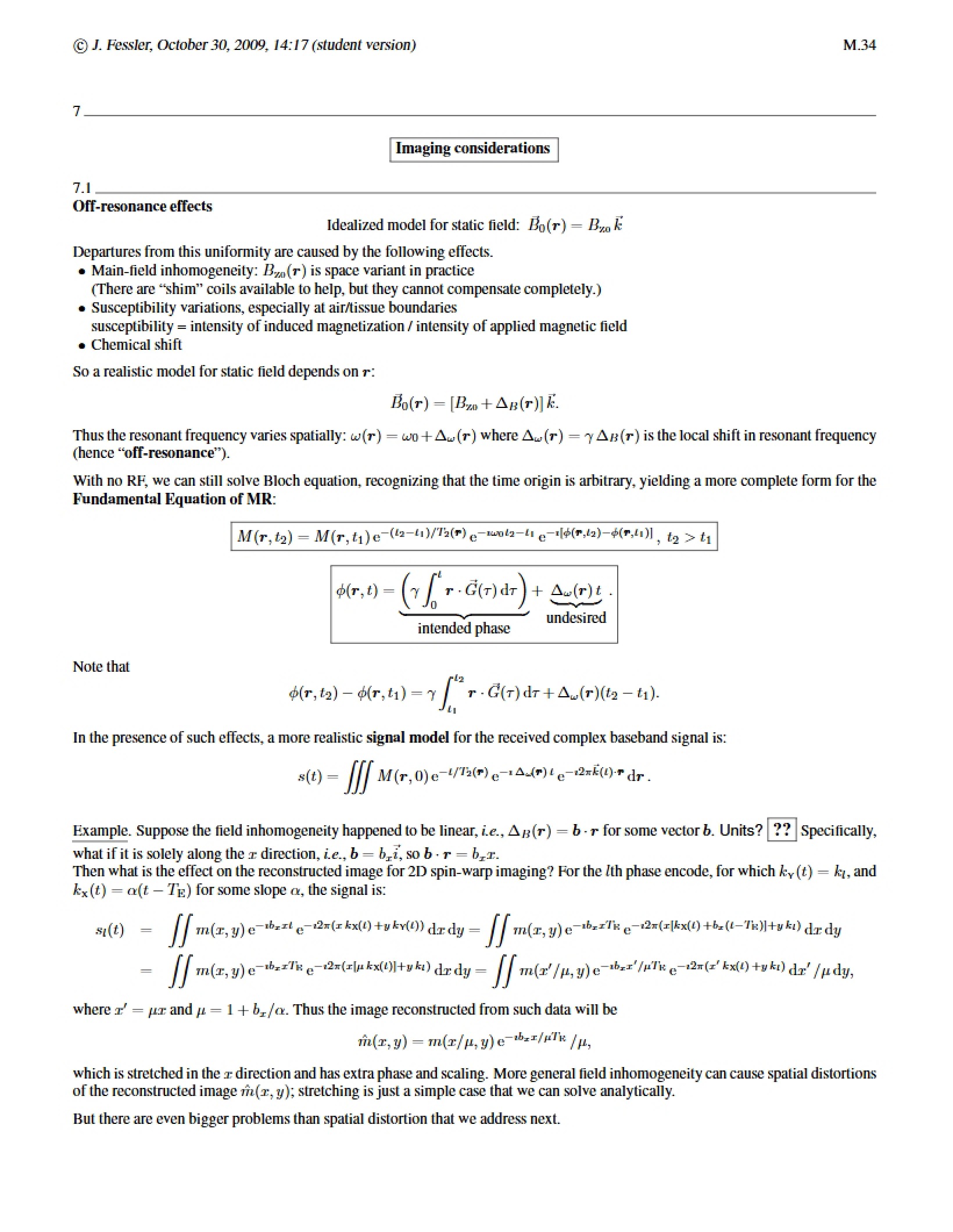 Medical Imaging Lecture Notes