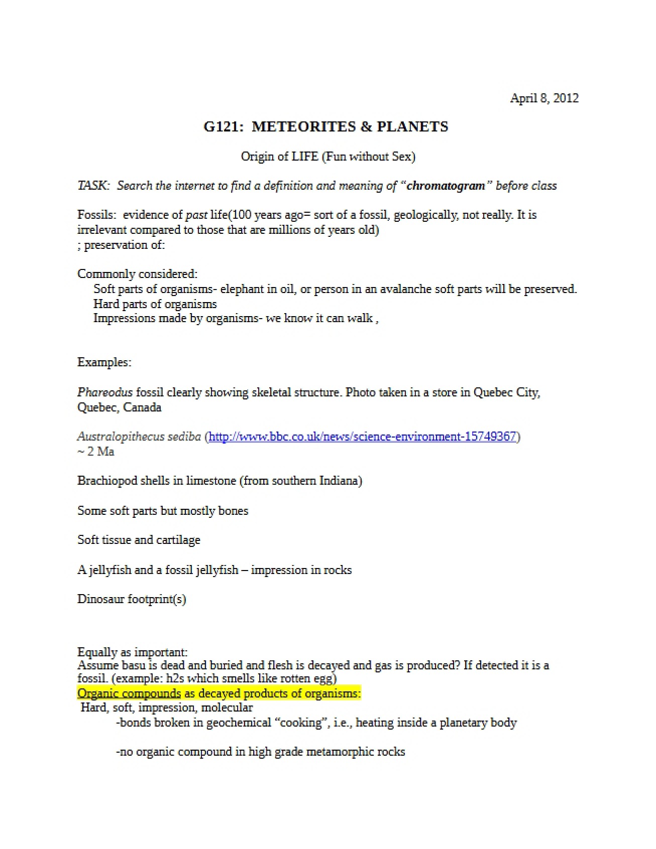 Lecture Materials for April 8