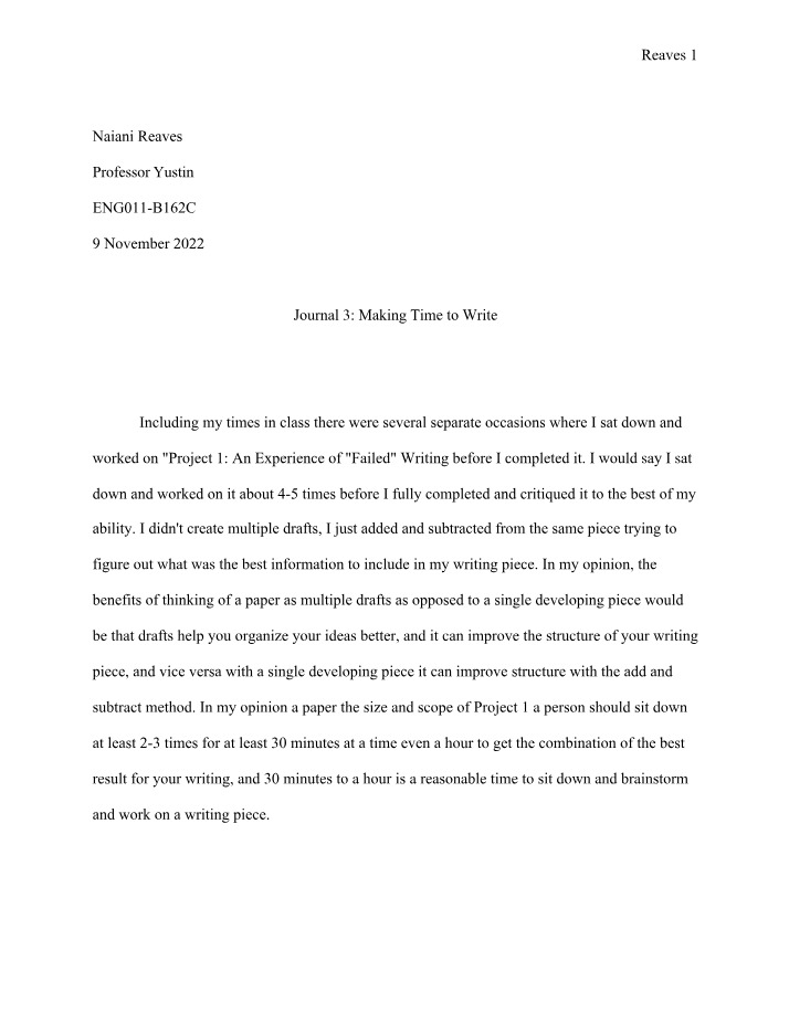 Making Time to Write - Journal 3
