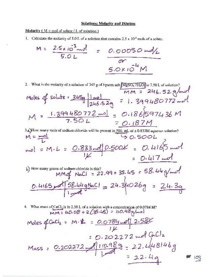 Solutions Answer Key