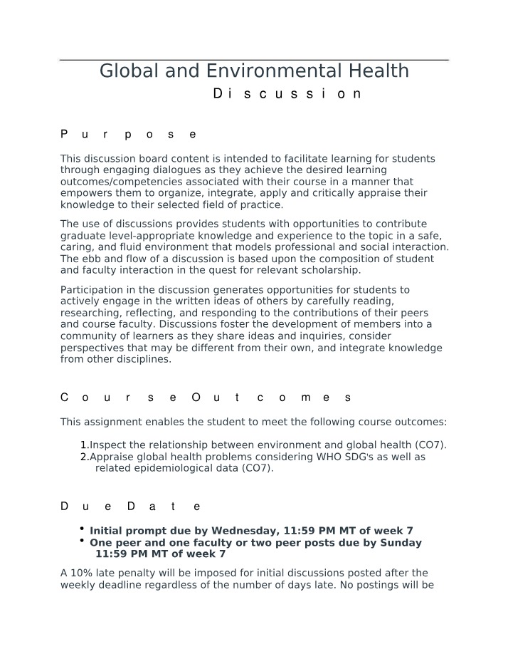 Week 7 Discussion Board
