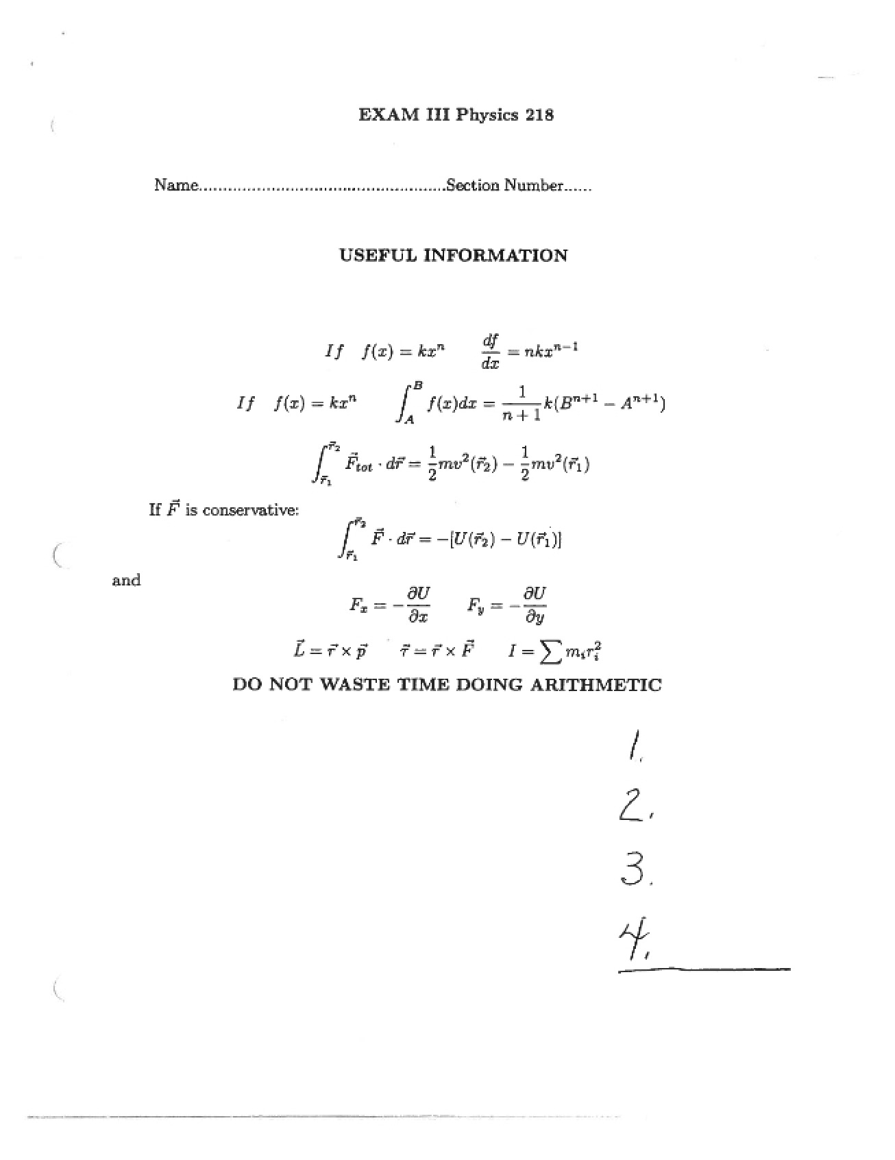 Old Exam 3