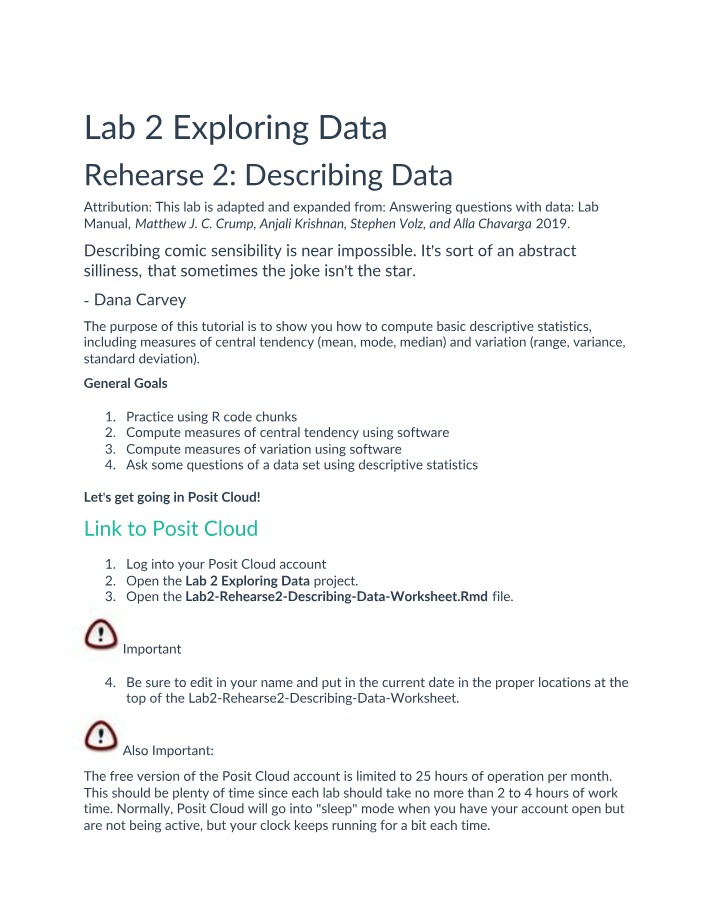 Lab 2 Rehearse 2 - Describing Data