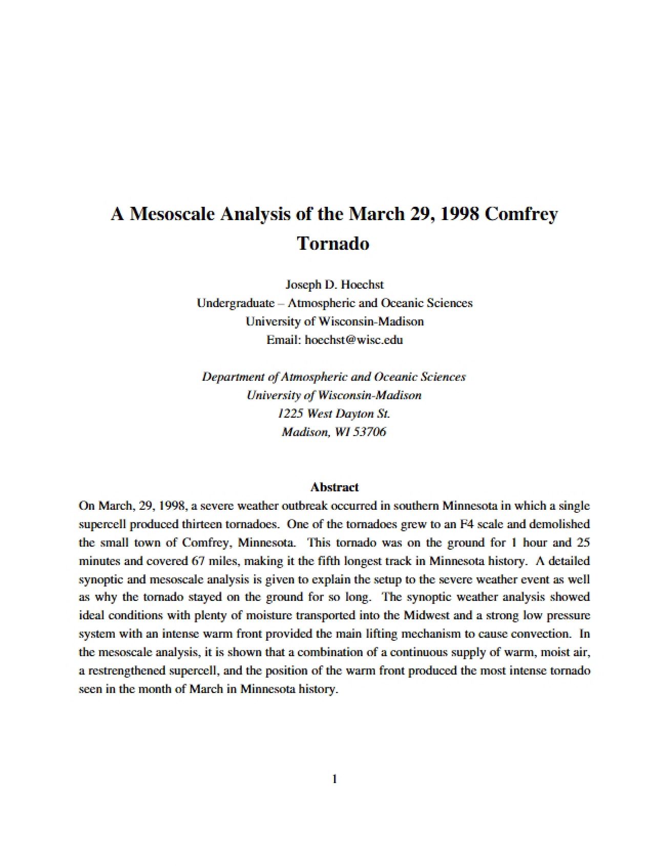 Paper for Research Project