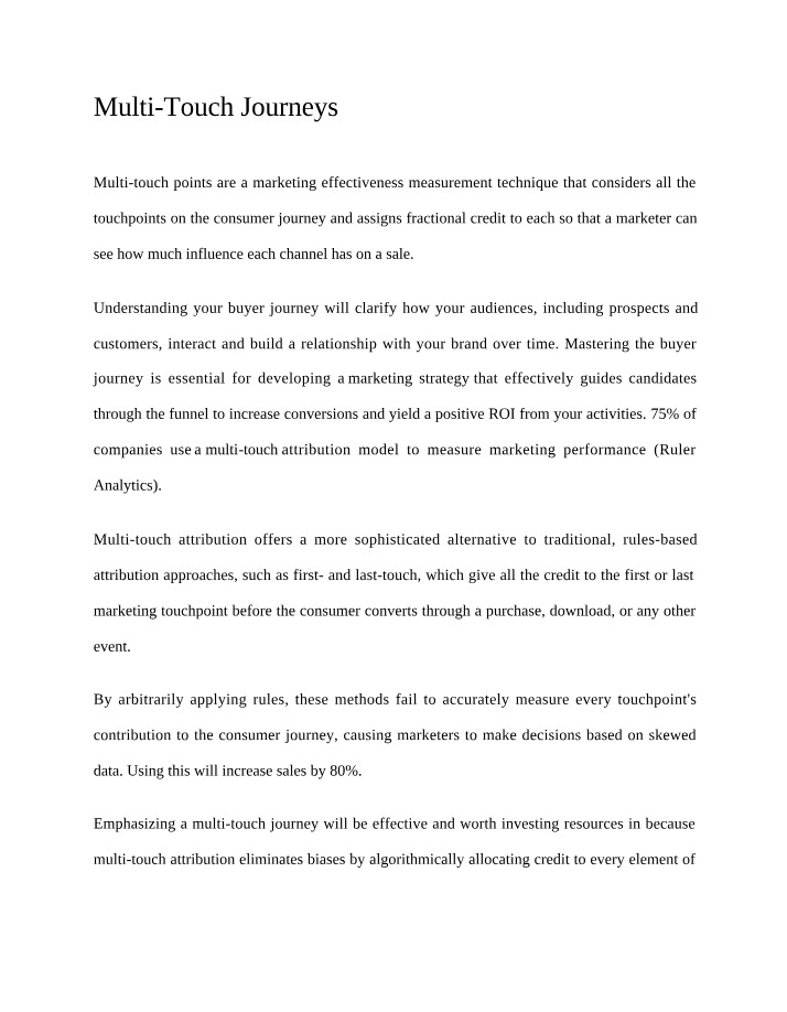 Journeys of Multi-Touch