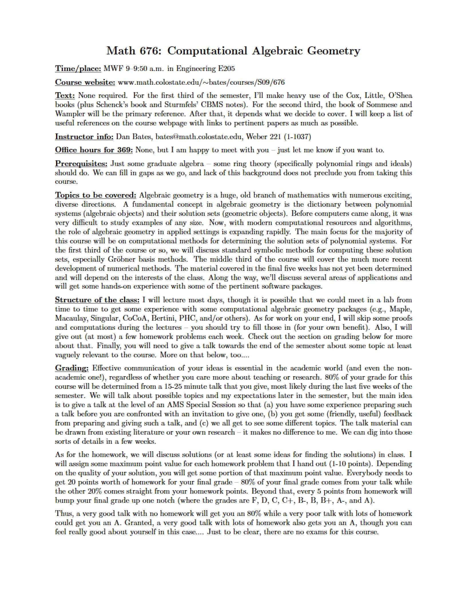 Topics in Mathematics Syllabus