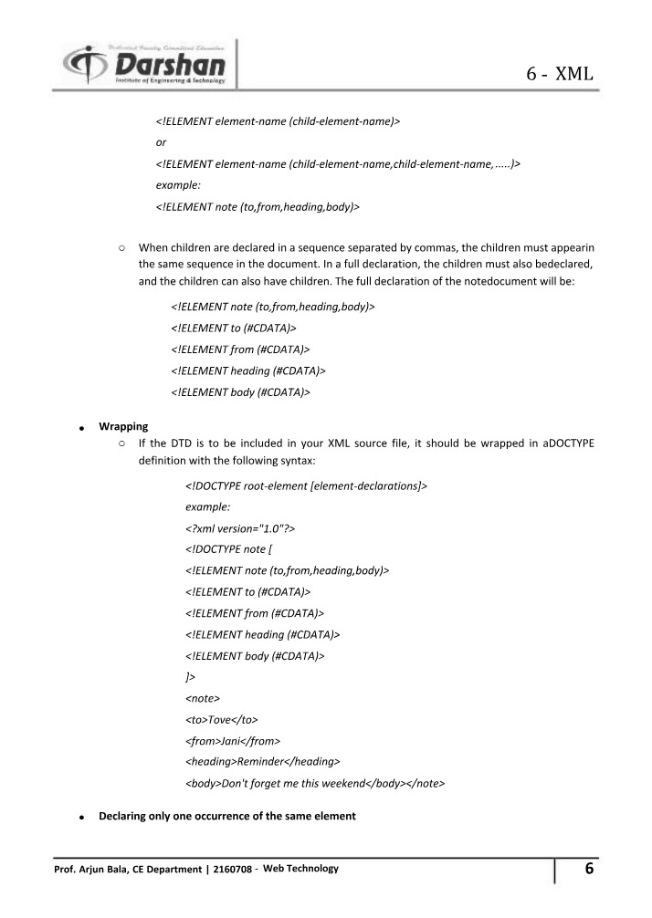 XML Elements, Attributes, and Declarations