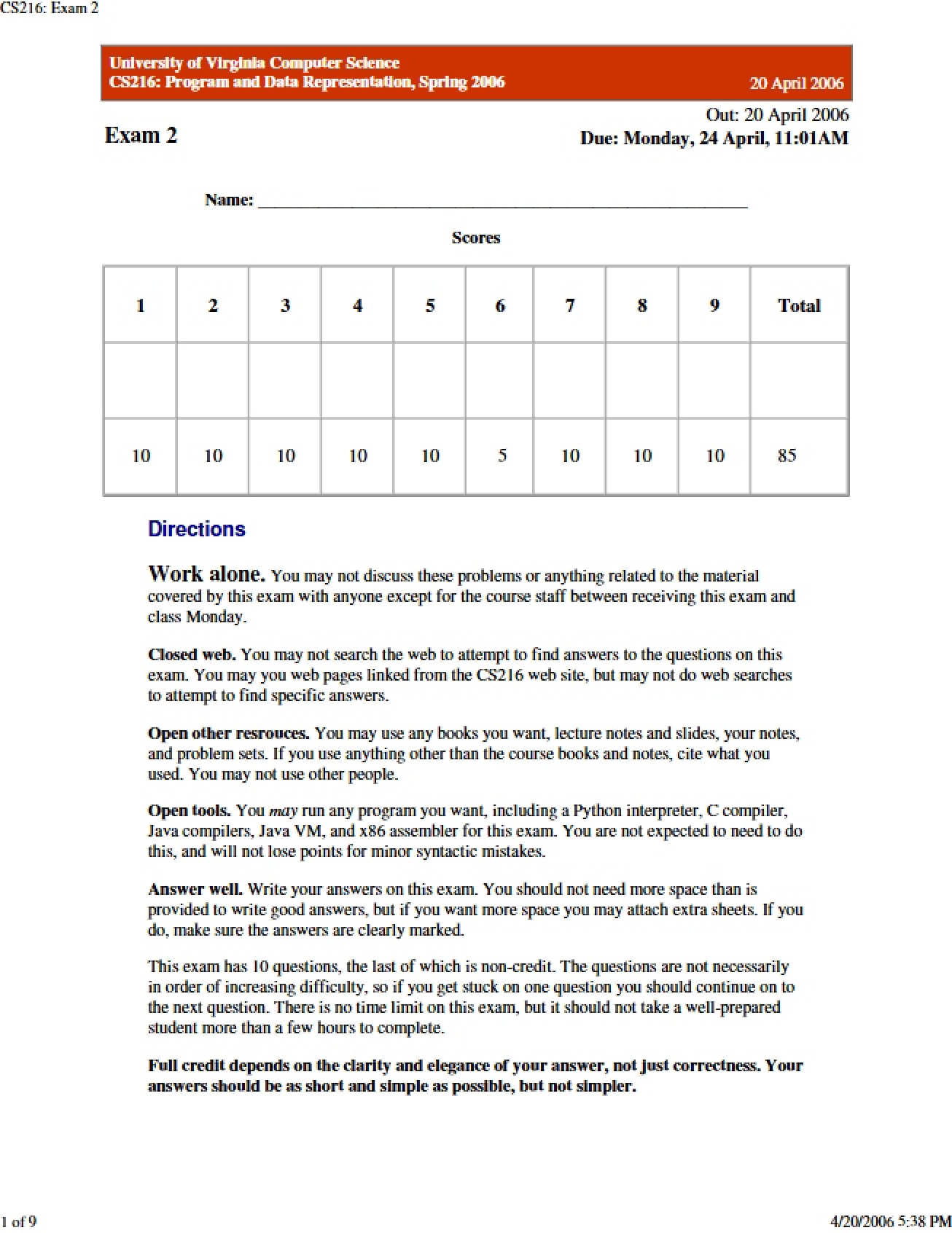 Program and Data Representation (CS216)