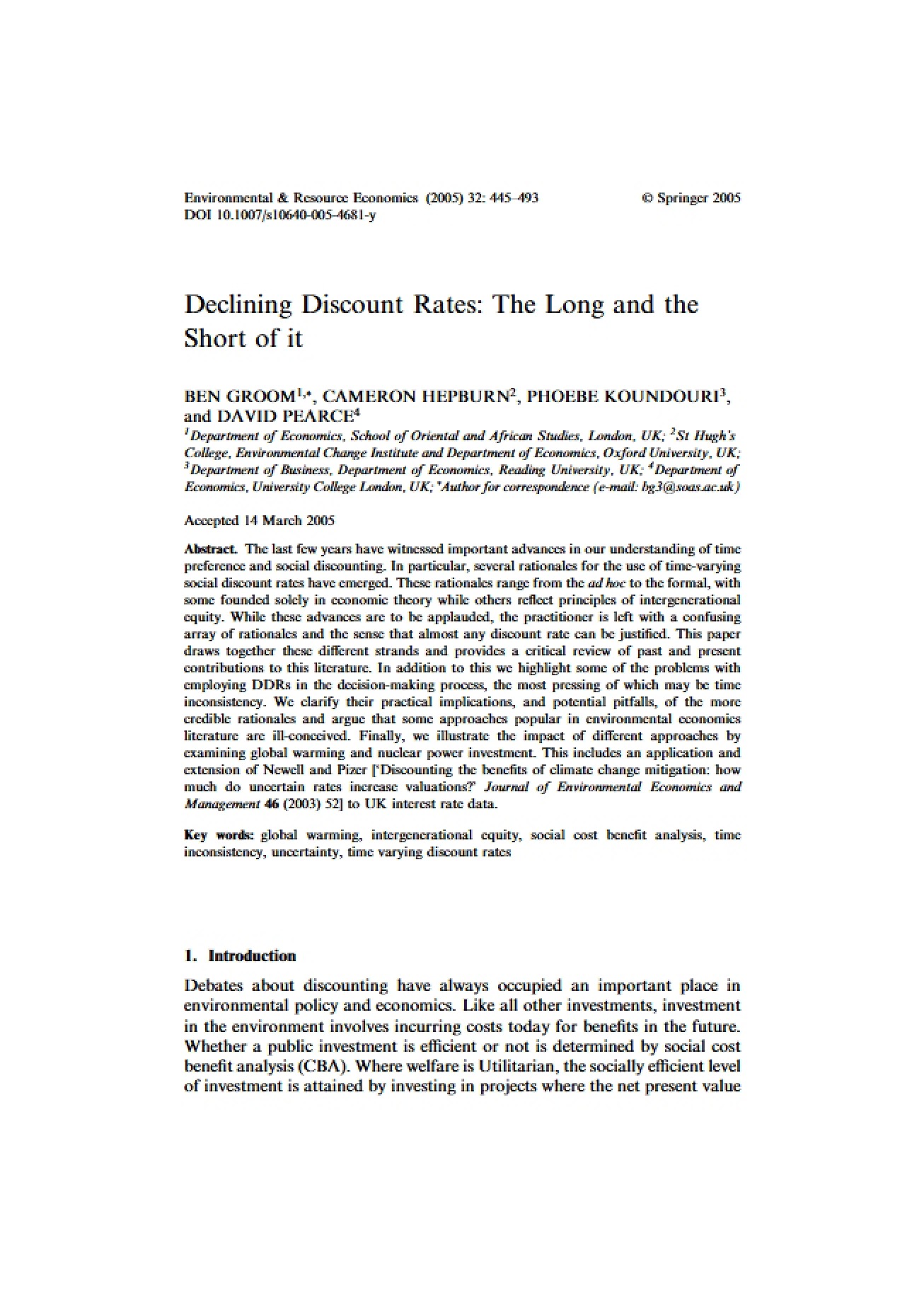 Discount Rates in Decline