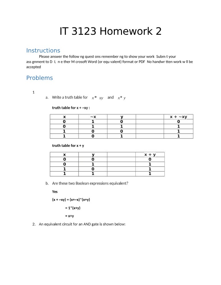 Homework 2 for IT 3123