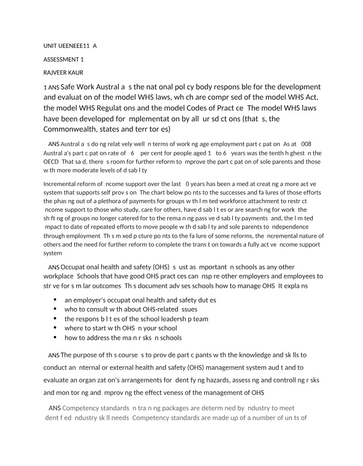 Model WHS Laws and Regulations in Australia