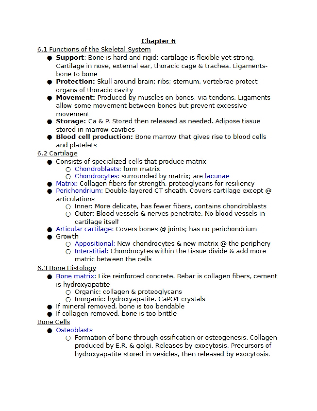 Chapter Six of Introduction to A&P