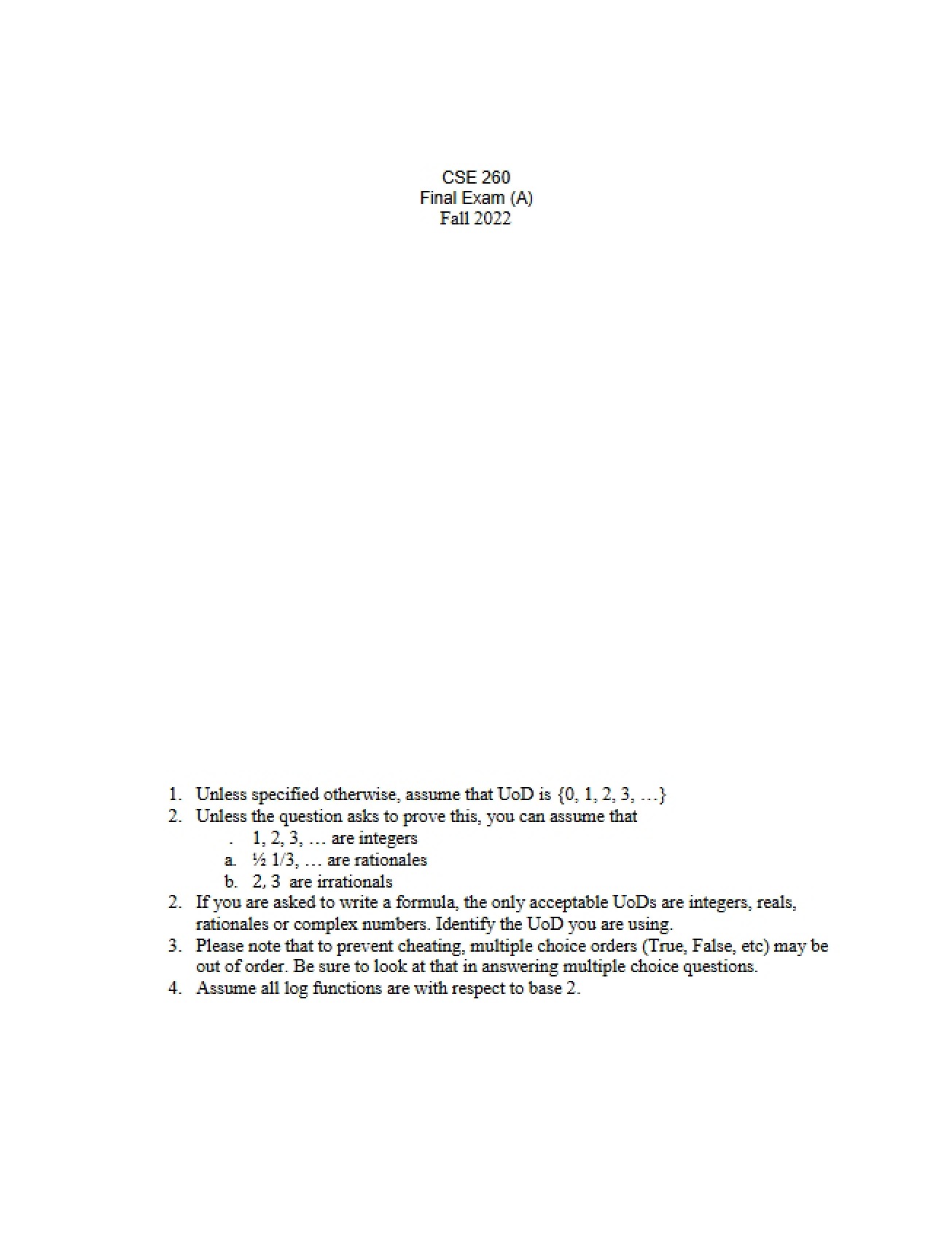 Course Final Exam