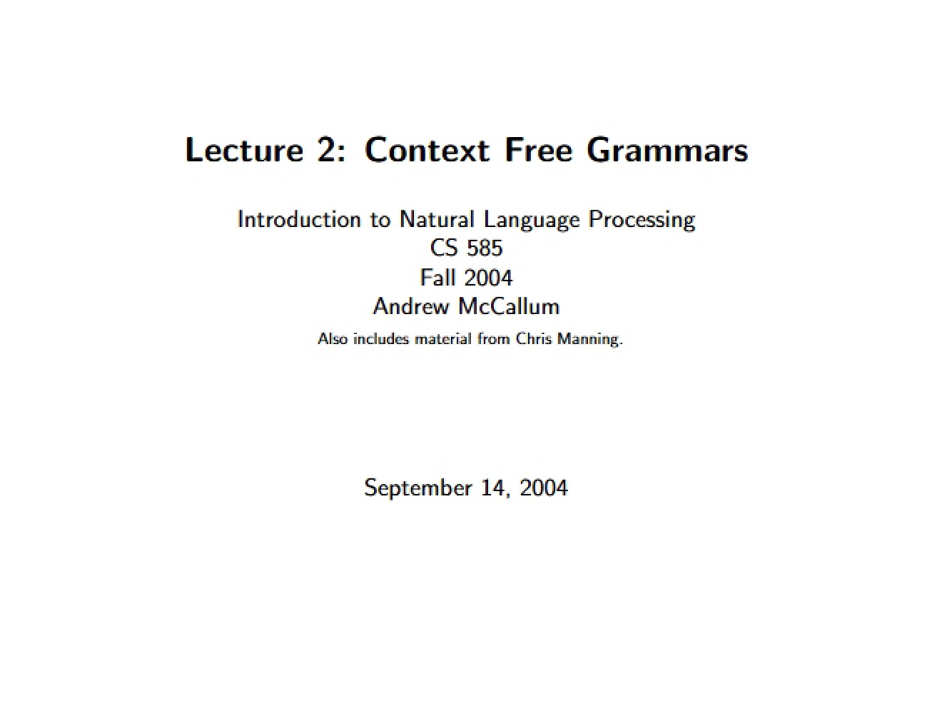 Grammars (Context Free)