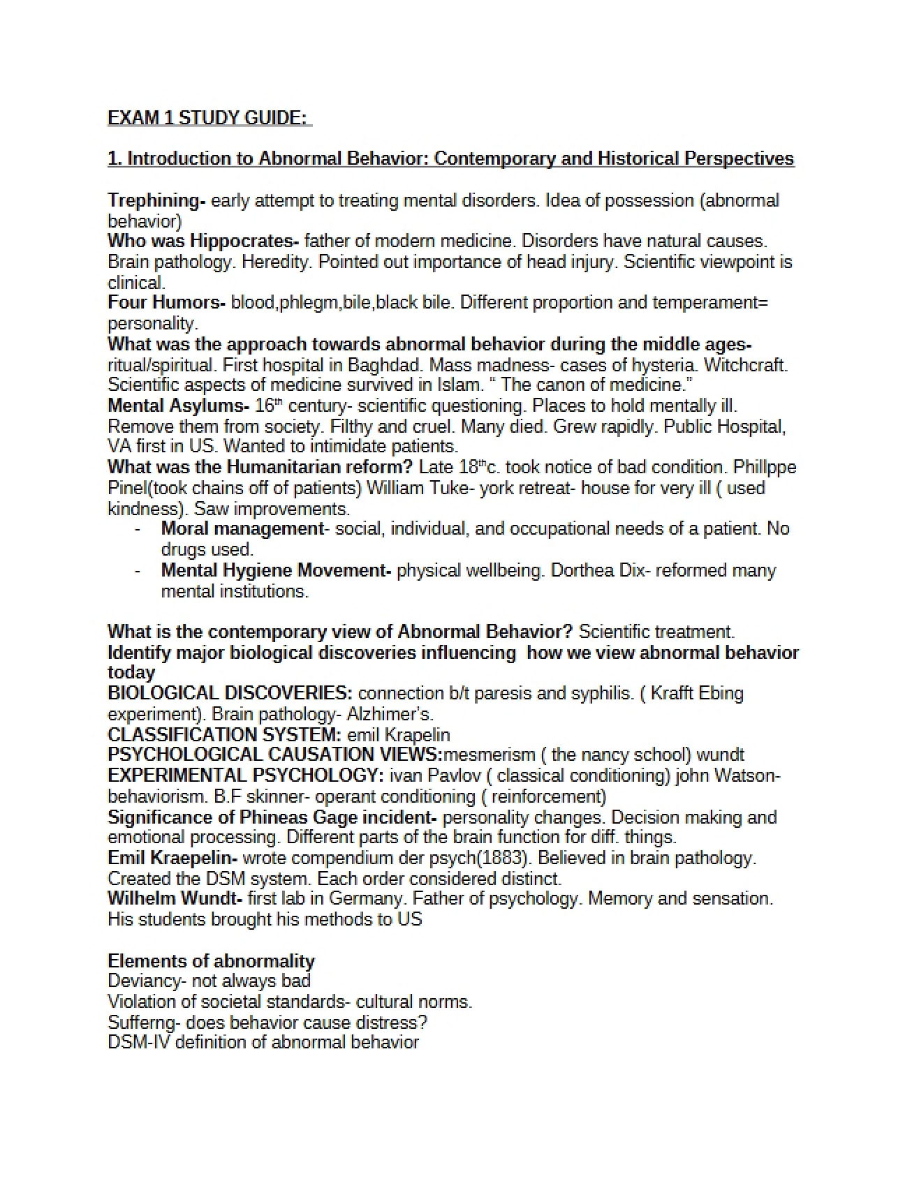 Study Guide for First Exam