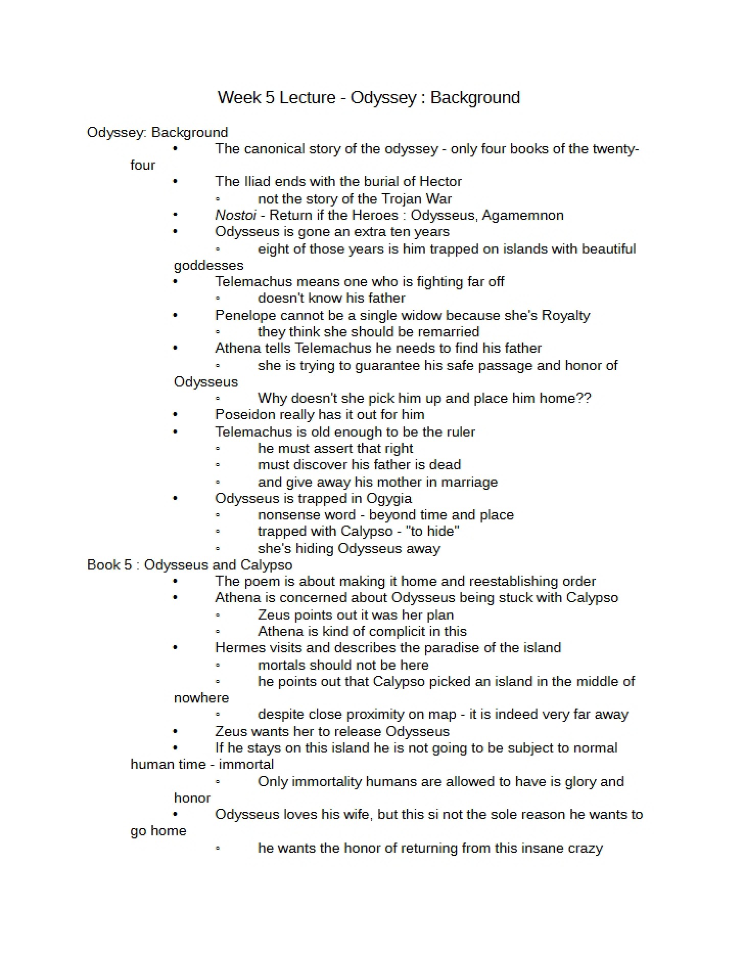Background Information on the Odyssey