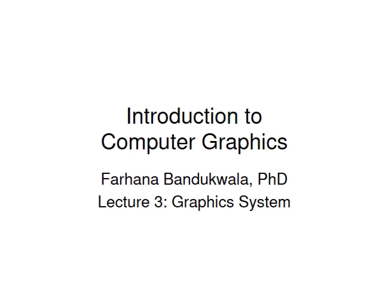 Computer Graphics Systems
