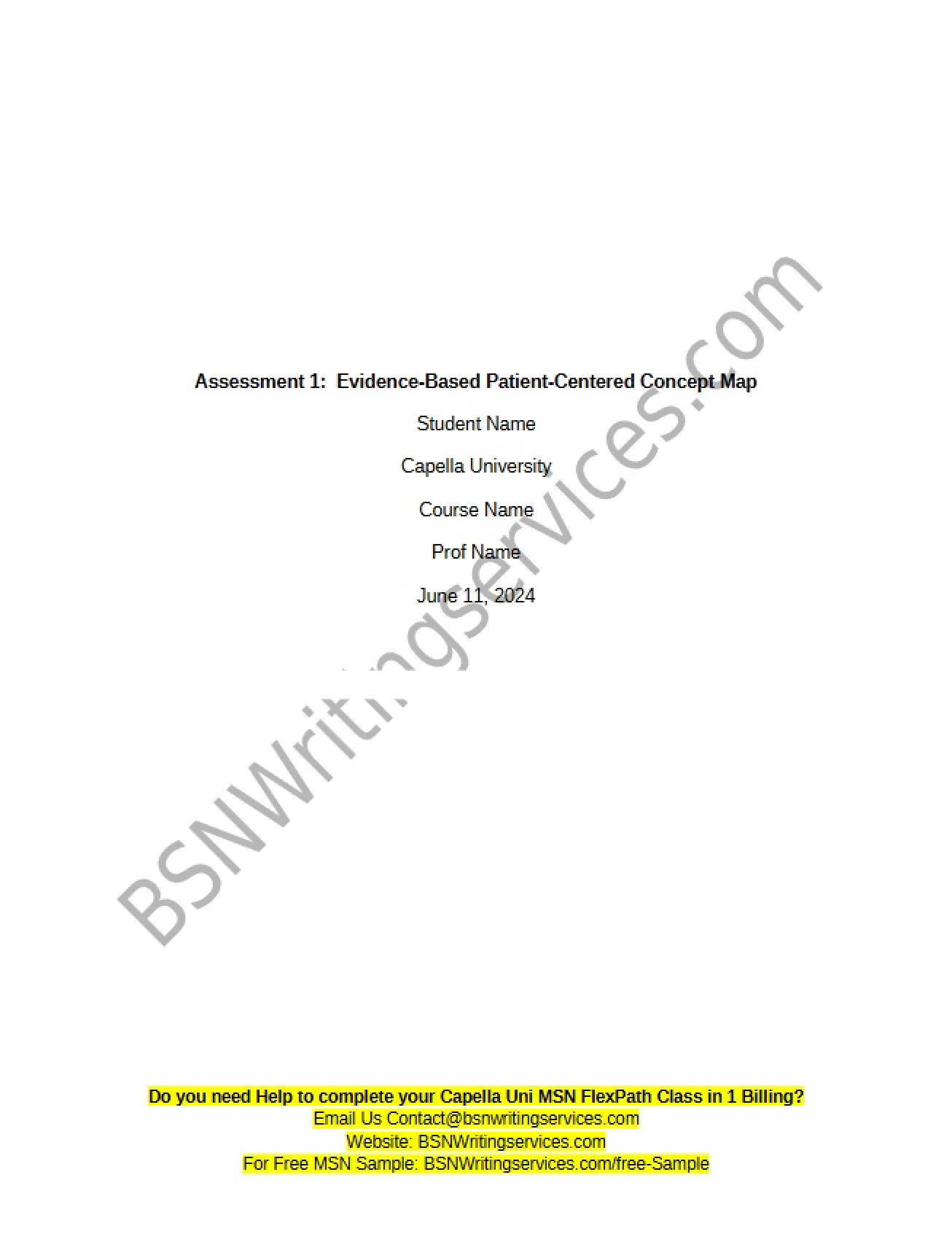 Patient-Centered Evidence-Based Concept Map (Assessment 1)