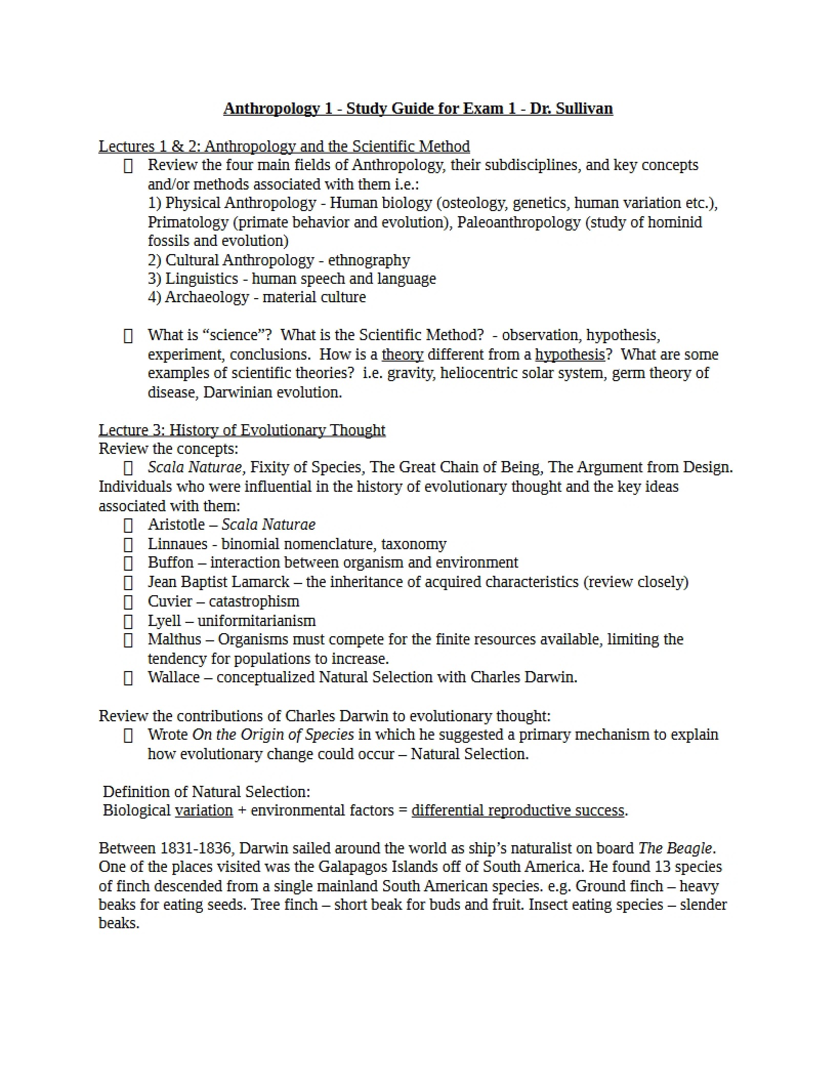Biological Anth Exam Guide
