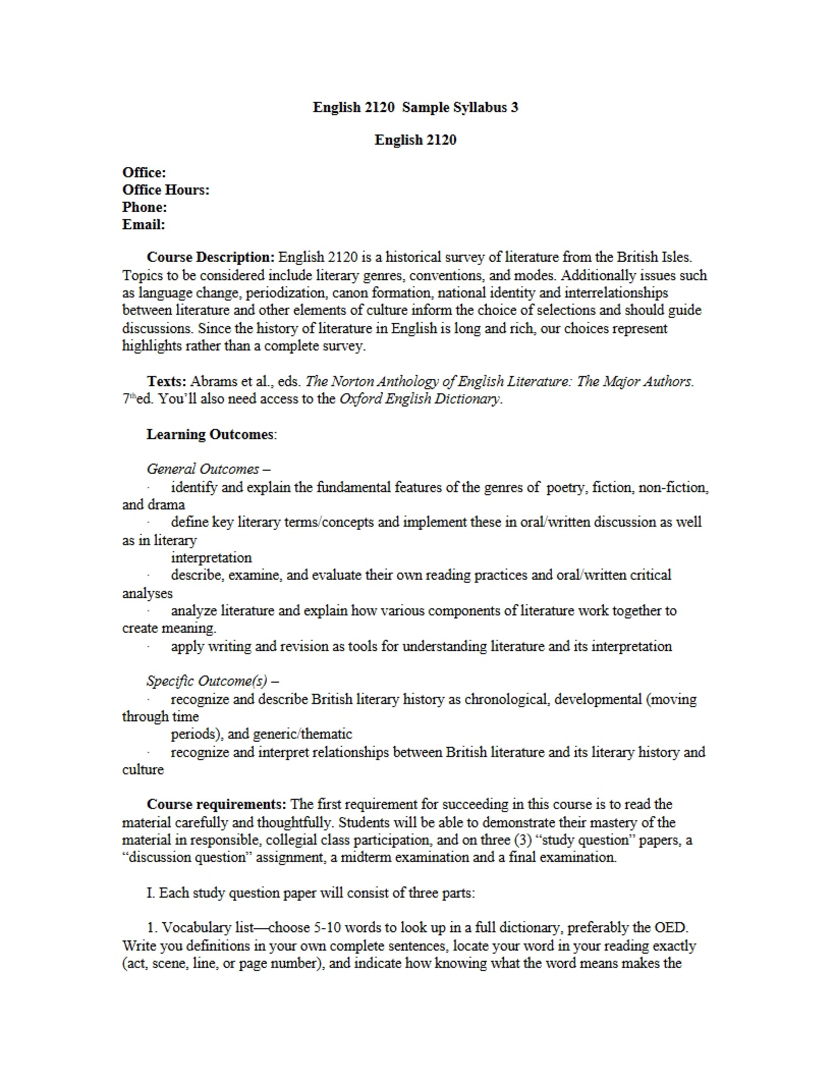 Part C Resources for English 2120